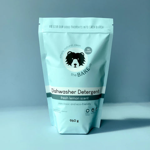 Sparkly, spot free dishes without toxic chemicals! Our natural dishwasher powder is here to green your dishwashing game. Tackle tough stains, greasy dishes, and stuck-on messes. Made with an eco-friendly, non-toxic formula our dishwasher detergent is safe for your family, and kind to the waterways.