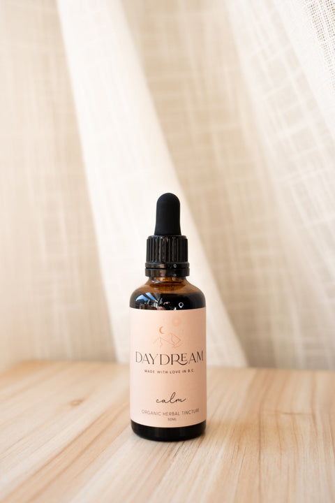 Transport yourself to a state of calmness in the midst of chaos with our Calm herbal tincture.  This tincture has been formulated using a blend of adaptogenic and calmative herbs that support a healthy nervous system and can be used to relieve mild stress and anxiety!  